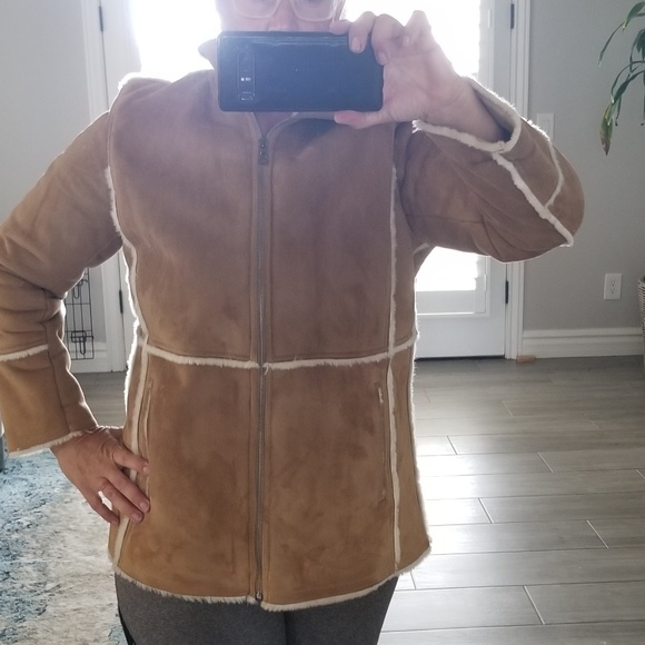 Suede Like /Fur Lined Jacket Mid Length - Picture 8 of 8